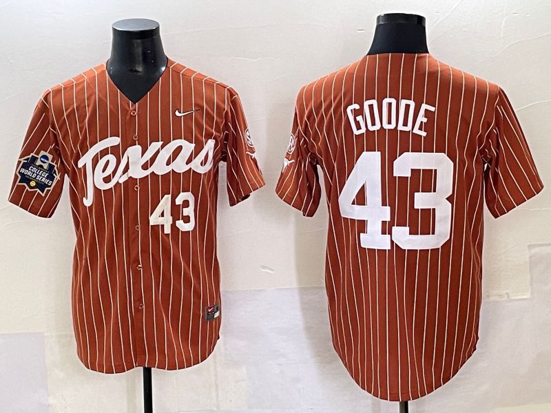 Men 2025 Texas Longhorns #43 Goode Brown stripe Joint Name Nike NCAA Jersey style 5